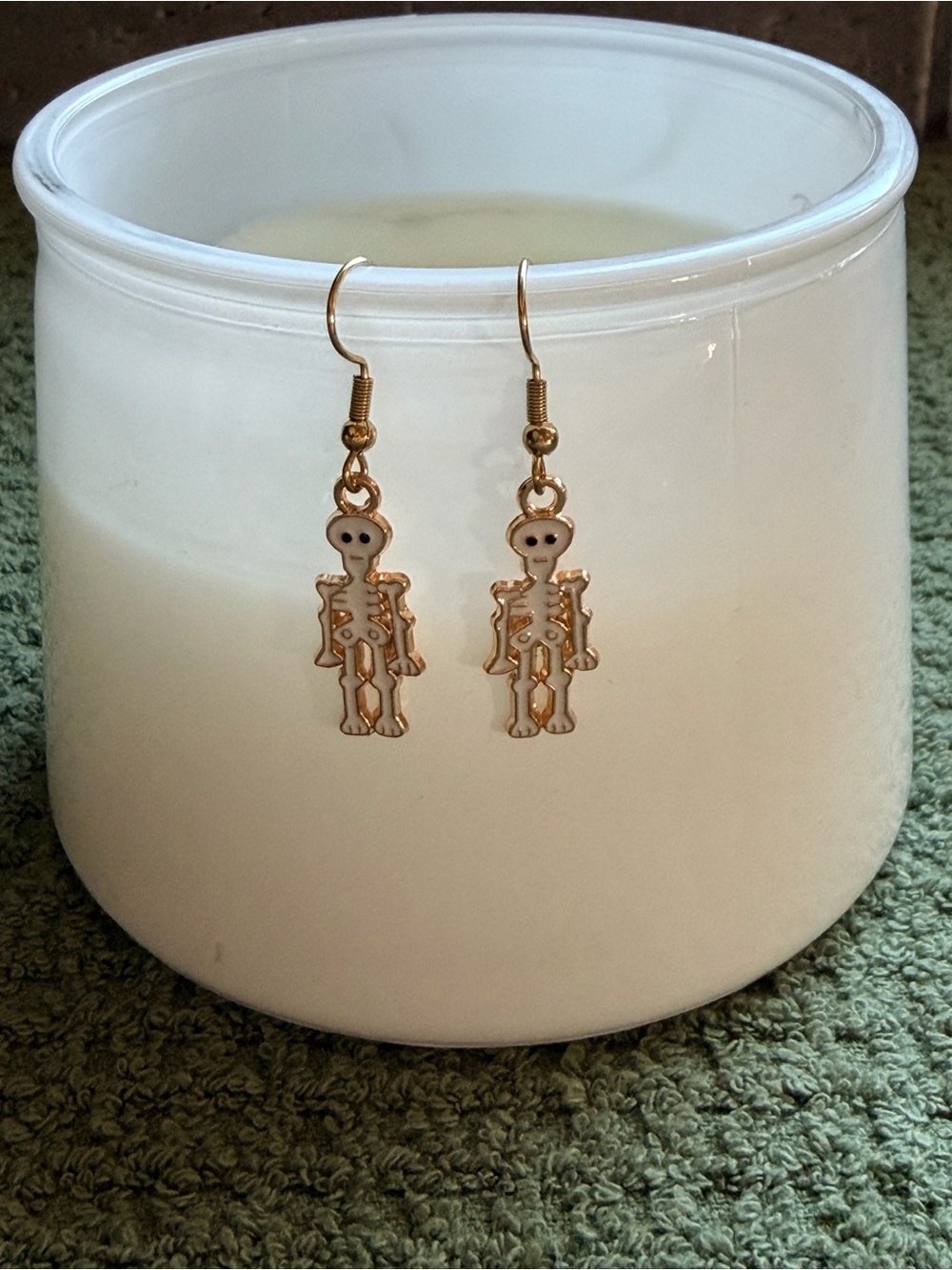 3/$30 Gold Skeleton Charm Dangle Earrings Halloween Jewelry